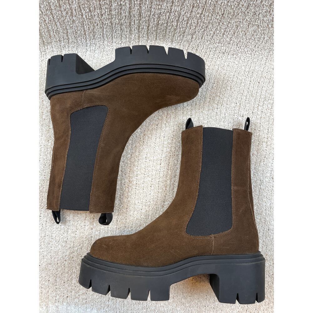 STEVE MADDEN Wisteria Platform Lug Boot Women's 9.5 Brown Leather Suede Chunky - Picture 6 of 10